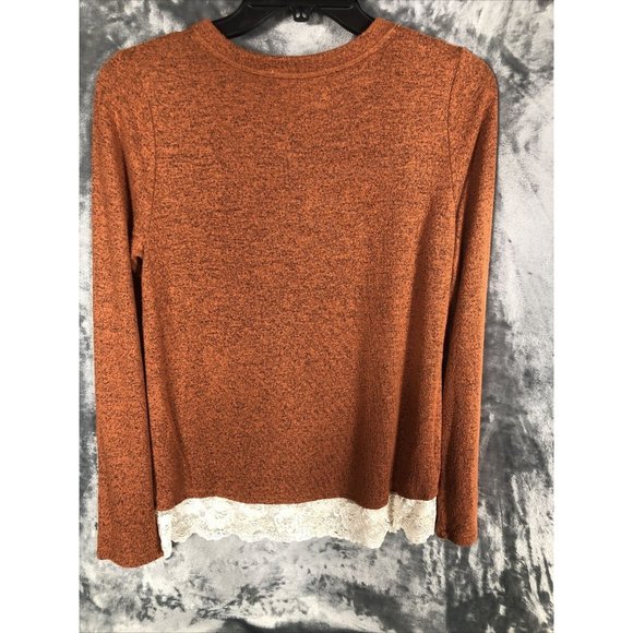 Jolt Women’s Pullover Size Small Long Sleeve Rust Color Bottom Lace Trim - Picture 8 of 10